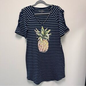 Jessica Simpson Navy and White Striped Top